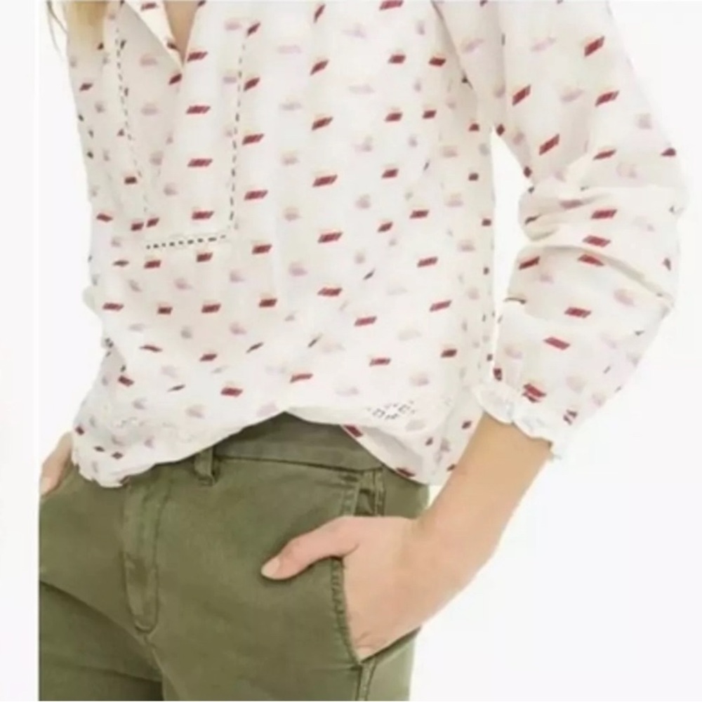 NWT  Point Sur J Crew Popover Top. Metallic Print Bohemian Top K5264 Large